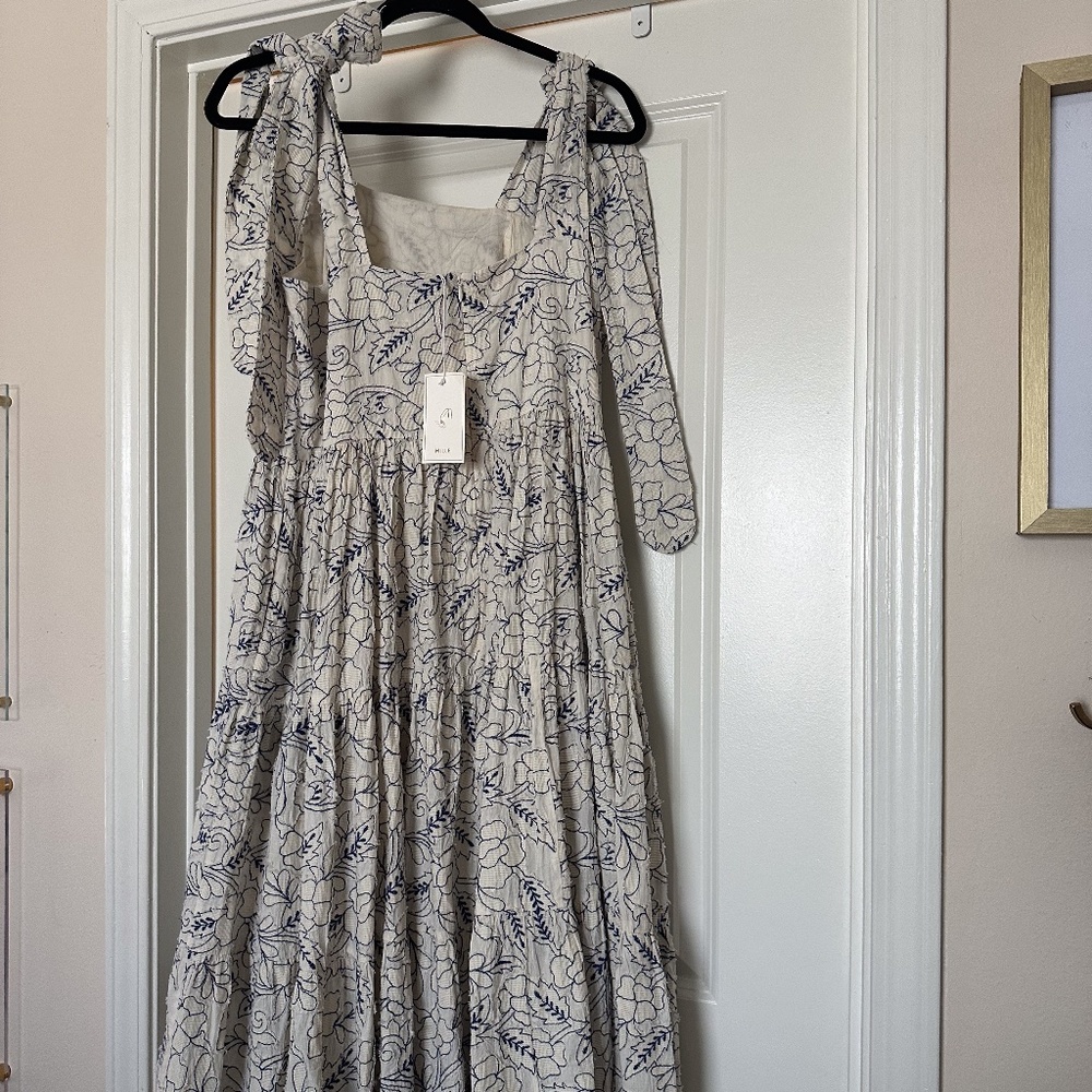 Mille Daphne Tiered Floral-Embroidered Midi-Dress XL